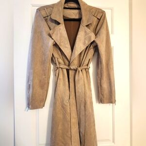 Womens Faux Leather Trench Coat